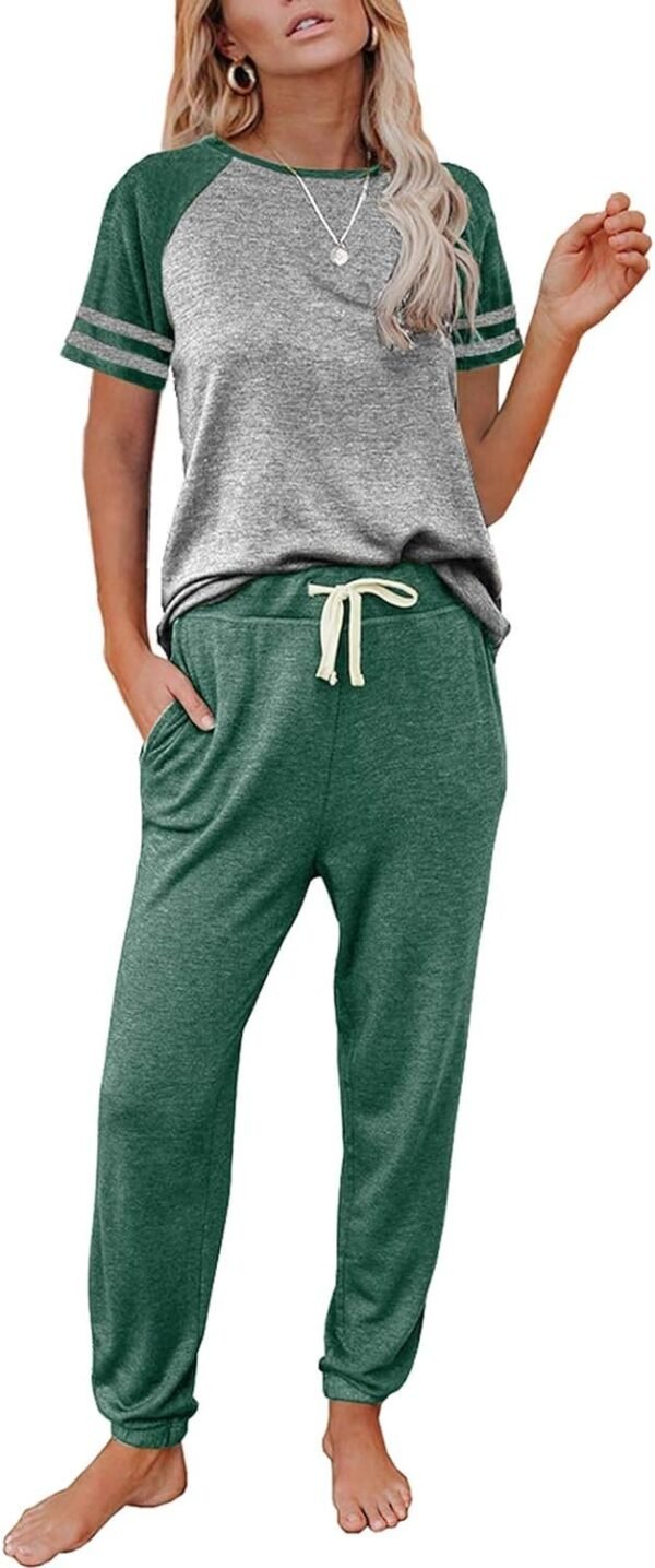 Lounge Sets For Women Two Piece Outfits Loungewear Short Sleeve Crewneck Jogger Pajama Set and Sweatpants Tracksuit