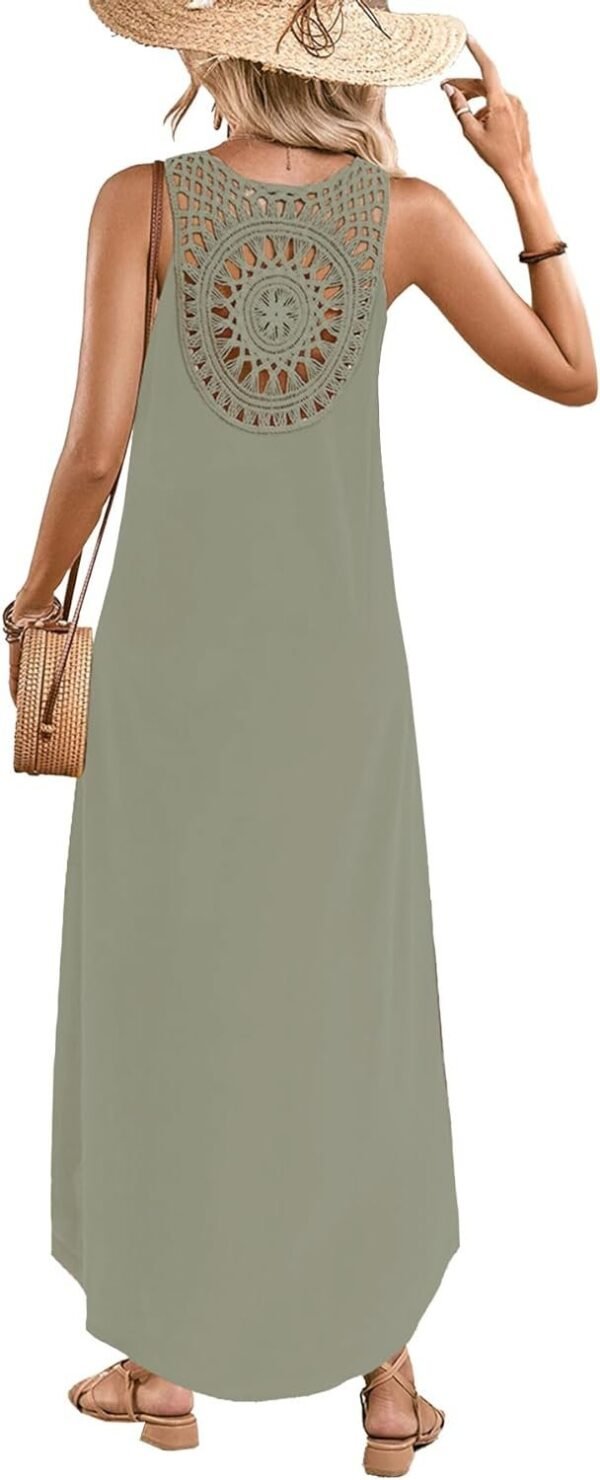 Women's Summer Sleeveless Sundress Casual Loose Long Maxi Dresses Beach Cover Up Dress