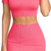 Women's 2 Piece Outfits Short Sleeve Tops and Mini Skirts Club Suit Sets