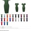 Women's Solid Fitted Classic Short Sleeve Premium Cotton Midi Dress