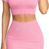 Women's 2 Piece Outfits Short Sleeve Tops and Mini Skirts Club Suit Sets