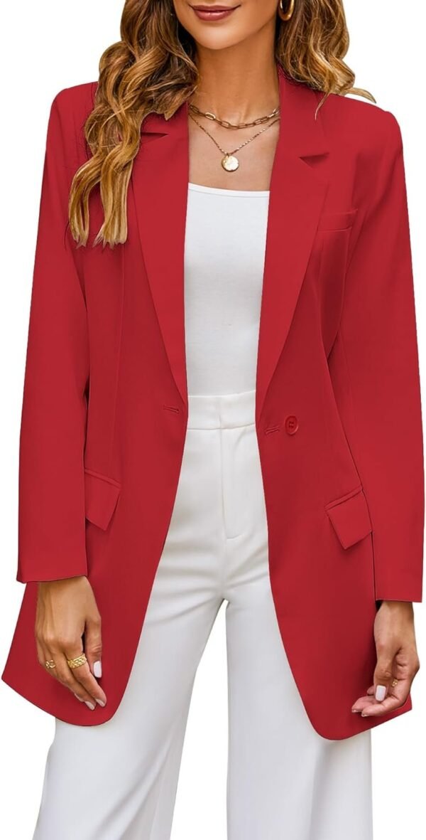 2023 Blazers for Women Business Casual Outfits Fashion Dressy Long Suit Jacket Office Belted Blazer Dress Work