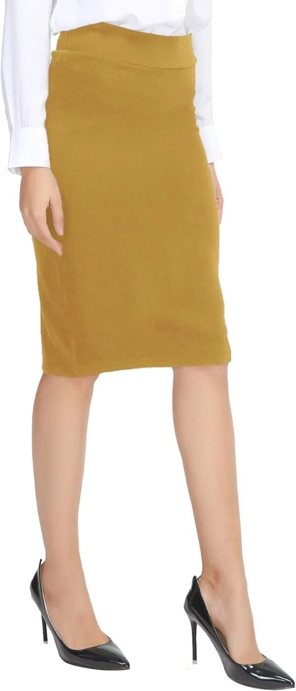 Women's Elastic Waist Stretch Bodycon Midi Pencil Skirt