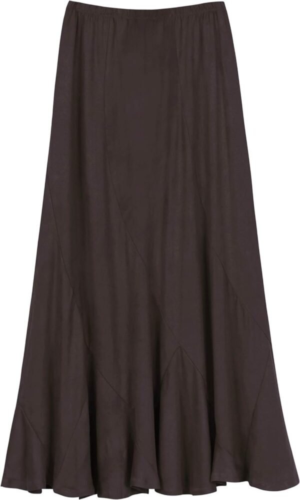 Women's Vintage Elastic Waist A-Line Long Midi Skirt