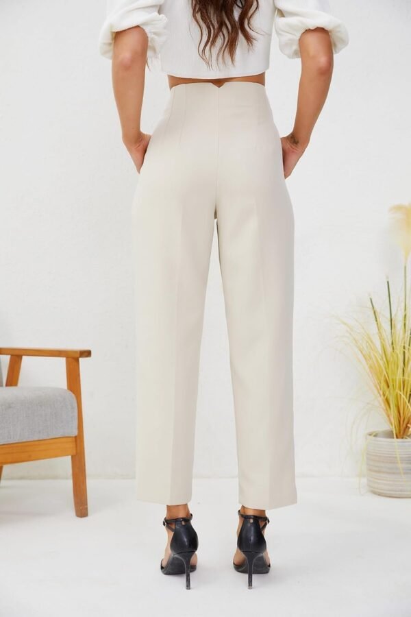 Women's High Waisted Business Trousers Straight Leg Pleated Office Slacks Pants