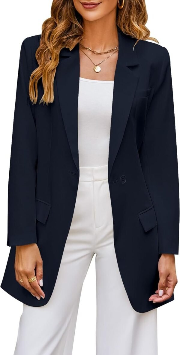 2023 Blazers for Women Business Casual Outfits Fashion Dressy Long Suit Jacket Office Belted Blazer Dress Work