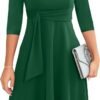 Womens 2024 Elegant Ruffle Sleeve Flared A Line Swing Casual Party Cocktail Dresses