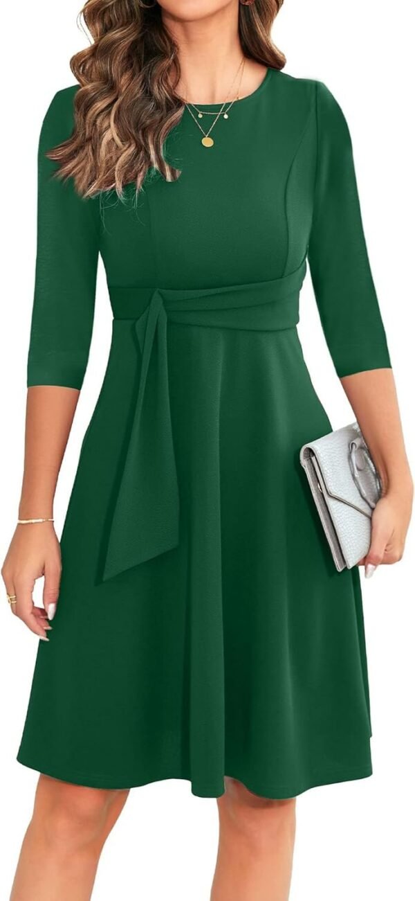 Womens 2024 Elegant Ruffle Sleeve Flared A Line Swing Casual Party Cocktail Dresses