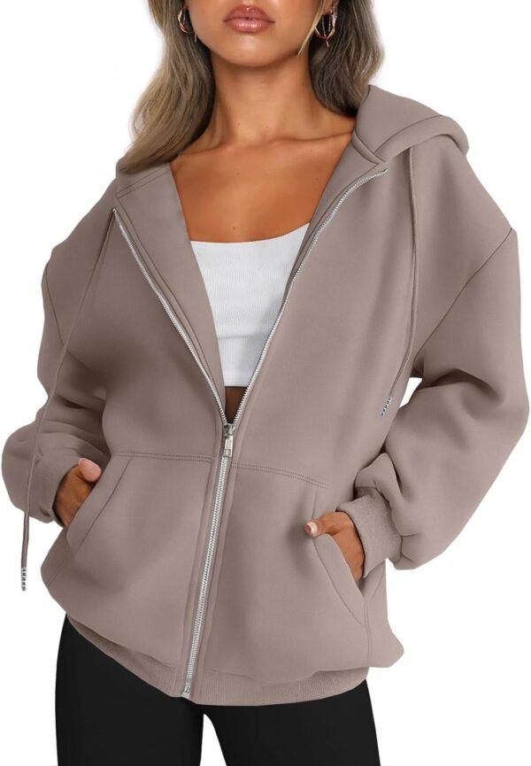Womens Zip Up Hoodies Long Sleeve Sweatshirts Fall Outfits Oversized Sweaters Casual Fashion Jackets