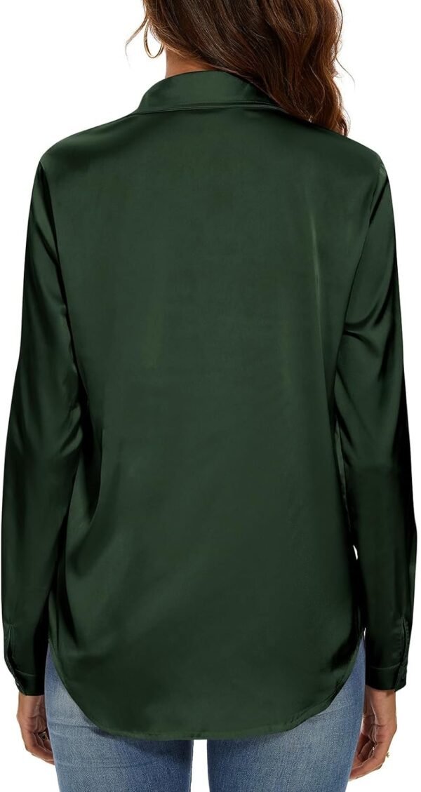 Women's Silk Blouse Long Sleeve Lady Shirt Casual Office Work Blouse Shirt Tops