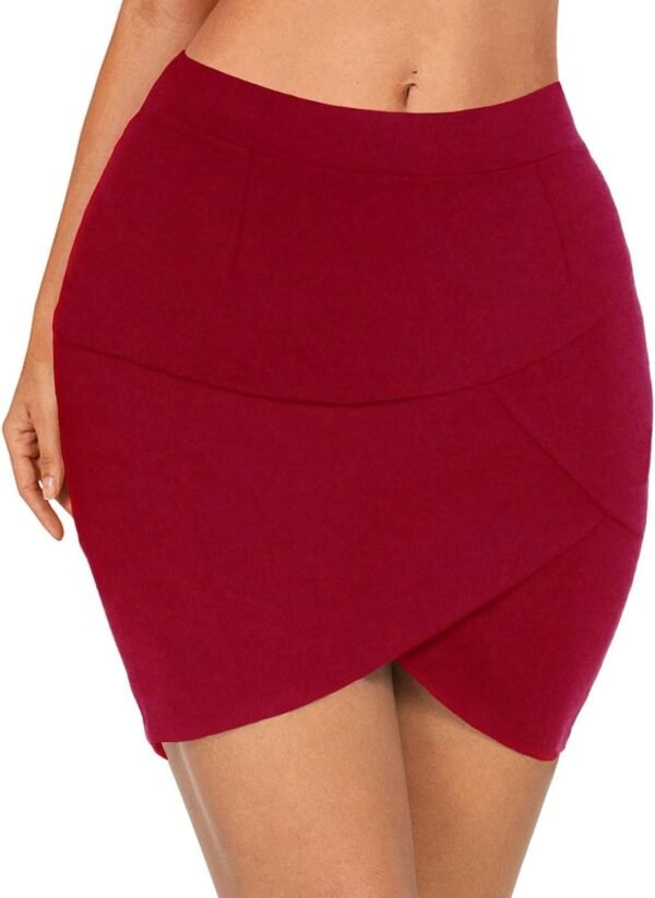 Women High Waisted Above The Knee Stretch Bodycon Slim Mini Pencil Skirt