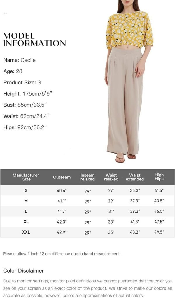 Women's Drape Linen Pants Summer Wide Leg Trousers Compact Fabric with Pockets