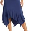 Women's Summer Beach Skirt Stretchy Midi Skirt with Irregular Hem