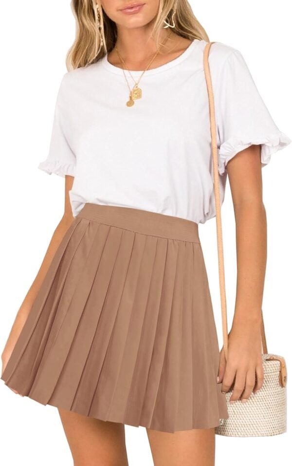 Women Short Uniform High Waist Pleated Skater Tennis Skirt with Shorts