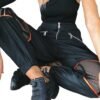Women Mesh Stitching Jogger Pants Relax Fit Fashion Hiphop Dance Trouser