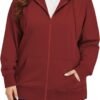 Women's Plus Size Full Zip-Up Hoodie Jacket Cotton Sweatshirt