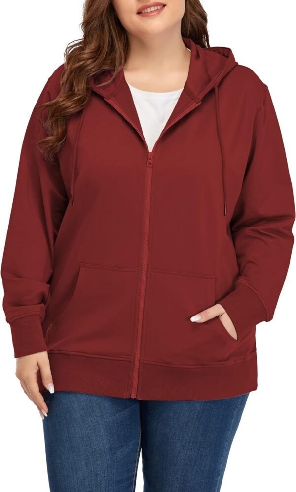 Women's Plus Size Full Zip-Up Hoodie Jacket Cotton Sweatshirt