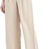 Women's Drape Linen Pants Summer Wide Leg Trousers Compact Fabric with Pockets