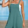 Women's Romper Square Neck Pinafore Jumpsuits Sleeveless Overall Wide Leg Outfit Casual Dressy