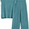 Womens Pullover Tops And Wide Leg Pants Casual Sweater Set