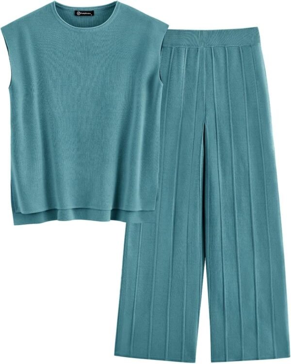 Womens Pullover Tops And Wide Leg Pants Casual Sweater Set