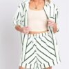 Women's Striped 2 Piece Outfits Casual Oversized Button Down Shirts and Short Lounge Pajamas Set