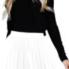 Women Short Uniform High Waist Pleated Skater Tennis Skirt with Shorts