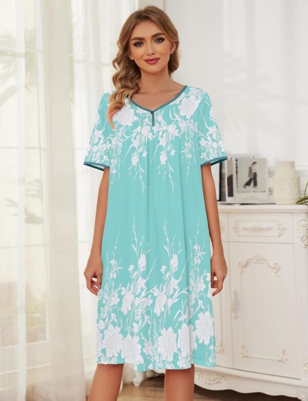House Dresses  for Women with Pockets  Dresses Short Sleeve for Women Nightgown Lounge Dress