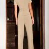 Womens Short Sleeve Pajama Sets V Neck Loungewear Sleepwear Soft Pjs Sets