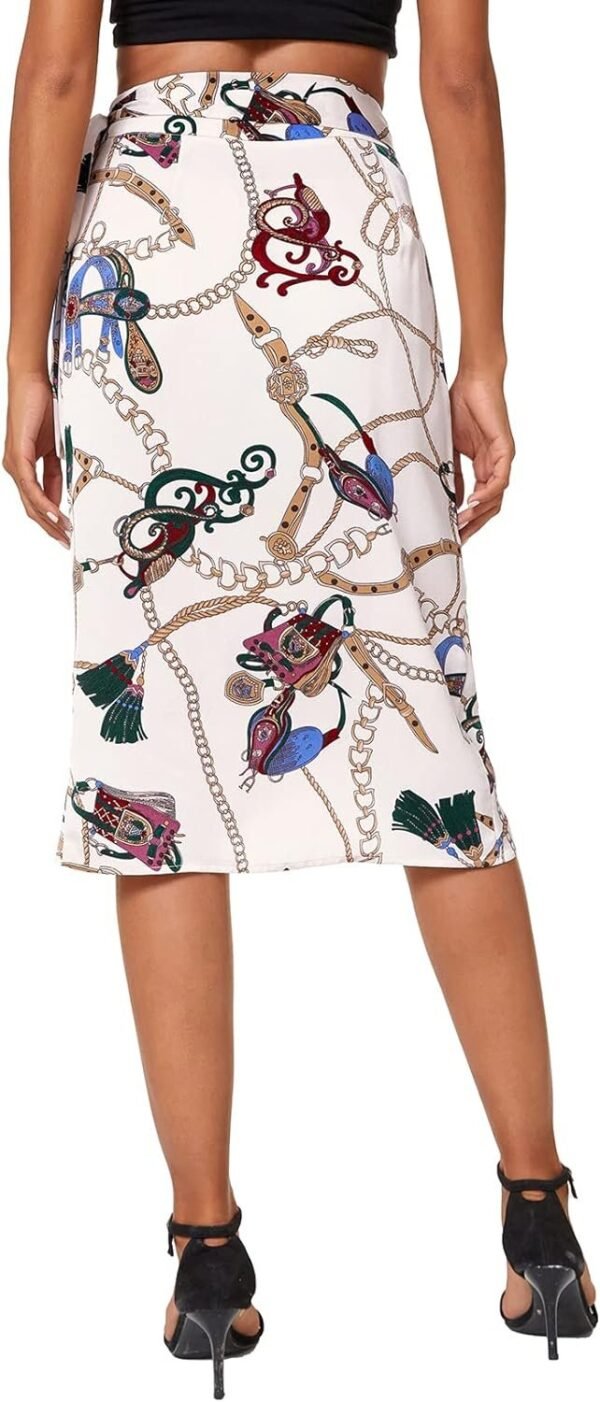 Women's Boho Floral Print Wrap Skirt Self Tie Knot High Waisted Split Midi Skirt