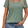 Womens Tops T Shirts Short Sleeve Tees Fashion Trendy Lightweight Basic Soft Casual Summer Outfits Comfy Clothes 2024