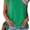 Womens Summer Short Cap Sleeve Shirts Solid Loose Fit Pocket Tunic Tops
