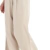 Women's Drape Linen Pants Summer Wide Leg Trousers Compact Fabric with Pockets