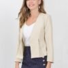 Women's Crop Collarless Blazers Suit Zip Decor Work Office Jackets Blazer