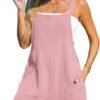 Women's Romper Square Neck Pinafore Jumpsuits Sleeveless Overall Wide Leg Outfit Casual Dressy