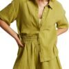 Women's 2 Piece Outfits Track Suits Matching Sets Loungewear for Vacation Button Down Shirt and Shorts Set