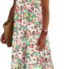 Women Summer Dresses 2024 Spaghetti Strap Scoop Neck Floral Maxi Dress Flowy Boho Long Sundress with Pockets