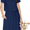 Womens Hide Belly Mid Length Work Casual Dress with Pockets