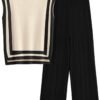 Womens Pullover Tops And Wide Leg Pants Casual Sweater Set