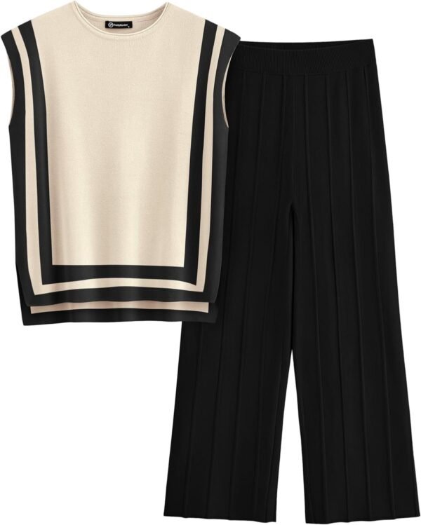 Womens Pullover Tops And Wide Leg Pants Casual Sweater Set