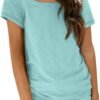 Womens Tops Casual Spring Summer Tshirts 2024 Short Sleeve Square Neck Basic Tee Outfits