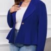 Women's Plus Size Blazer, Long Sleeve Flattering Business Casual Suit Jacket for Women Fashion Dressy