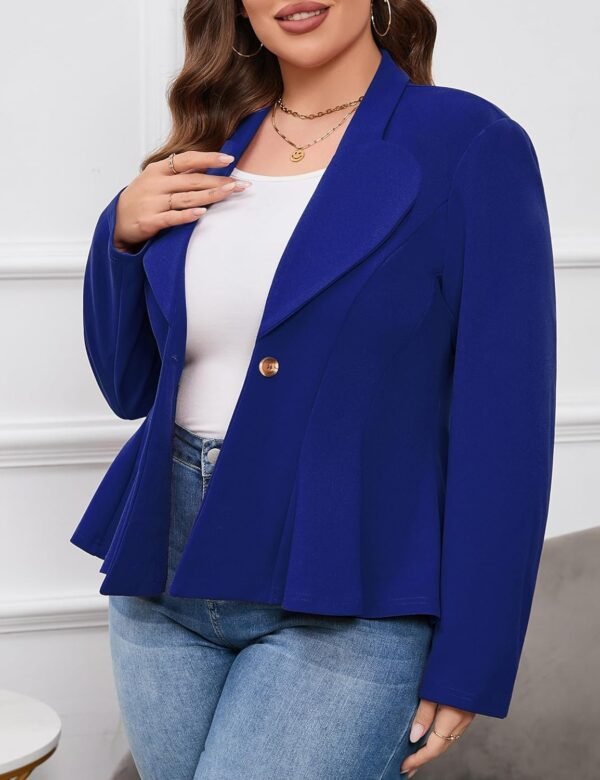 Women's Plus Size Blazer, Long Sleeve Flattering Business Casual Suit Jacket for Women Fashion Dressy