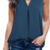 Women's Summer Tank Blouse Casual V Neck Sleeveless Tunic Top Shirt