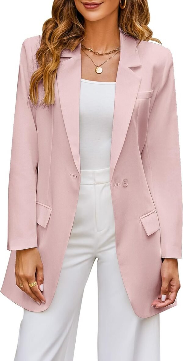 2023 Blazers for Women Business Casual Outfits Fashion Dressy Long Suit Jacket Office Belted Blazer Dress Work