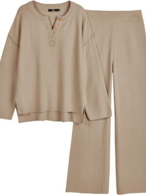 Trendy 2 Piece Outfits Oversized Slouchy 2022 Winter Matching Lounge Sets Cozy Knit Loungewear Sweater Sets