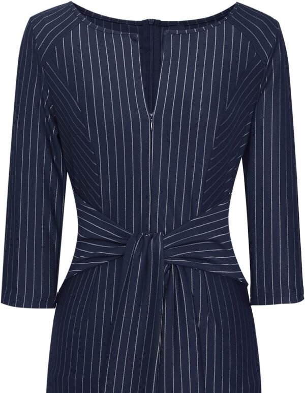 Womens Front Zipper Tie Waist Slim Work Business Office Bodycon Pencil Dress