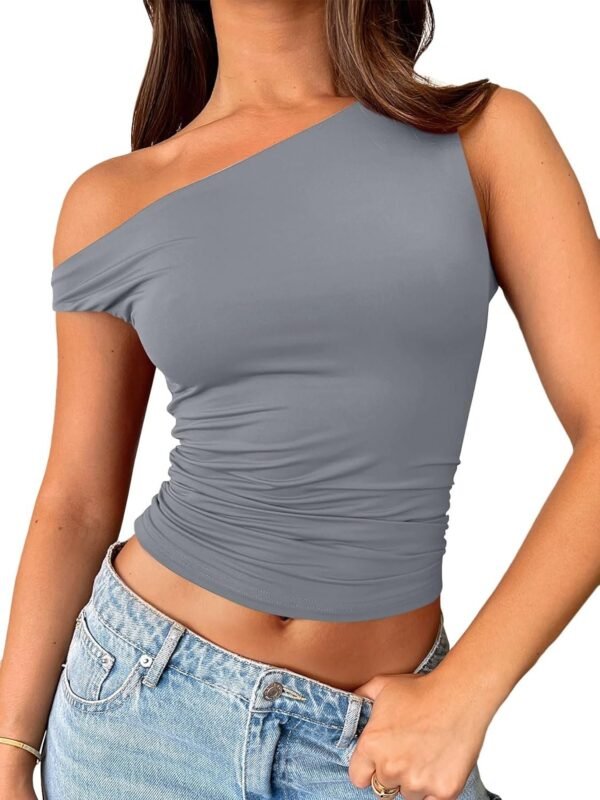 Womens Off The Shoulder Tops Sleeveless Shirts Going Out Crop Tank Tops Slim Fitted Y2K Summer Outfits 2024