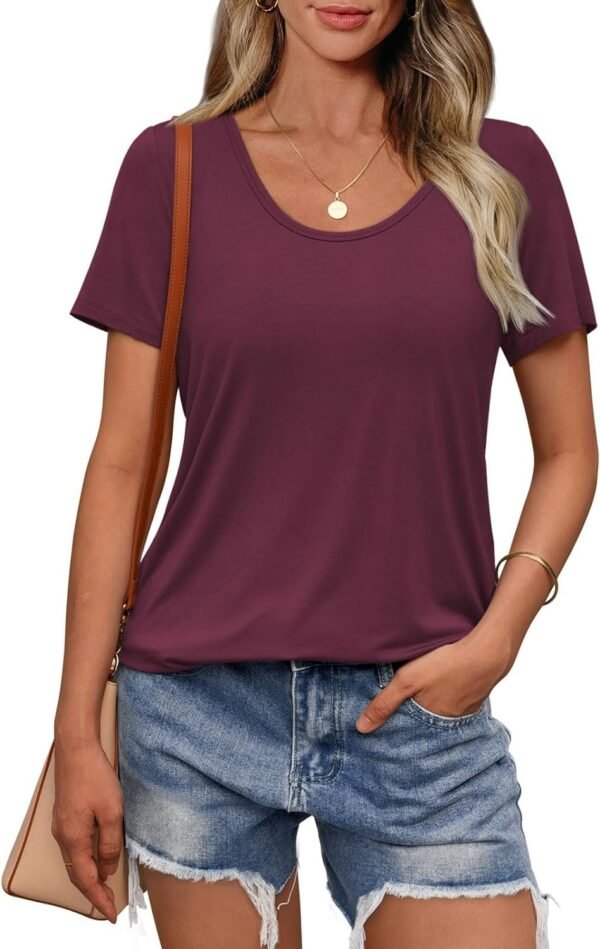 Womens Tops T Shirts Short Sleeve Tees Fashion Trendy Lightweight Basic Soft Casual Summer Outfits Comfy Clothes 2024