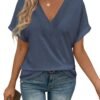 71DAYd5YPlL._AC_SL1500.jpg T Shirts Short Sleeve V Neck Tees Womens Fashion Tops Trendy Lightweight Soft 2024 Casual Summer Spring Outfits